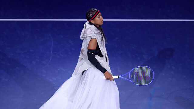NEW YORK, NEW YORK - AUGUST 31: Naomi Osaka of Japan walks onto the court against Anastasia Zakharova during their Women's Singles First Round match on Day Two of the 2026 US Open at USTA Billie Jean King National Tennis Center on August 31, 2026 in the Flushing neighborhood of the Queens borough of New York City.