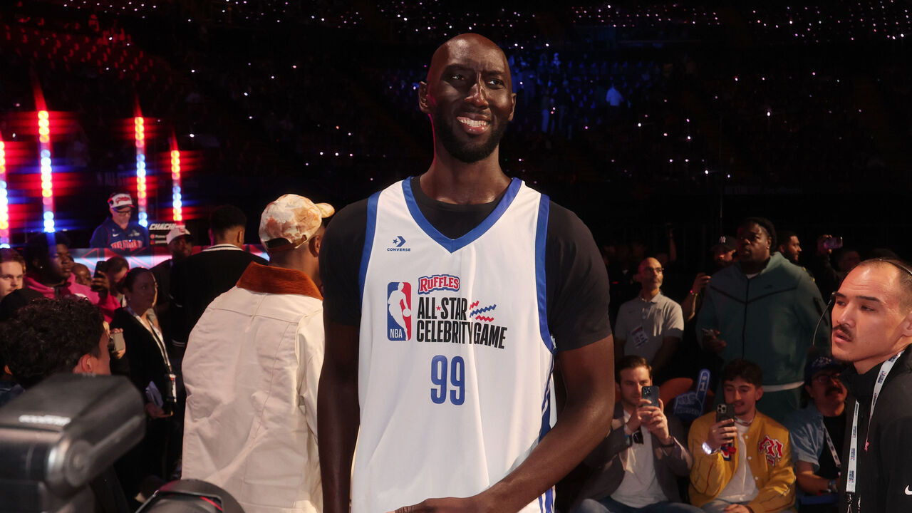 Tacko Fall at The 2026 Ruffles NBA All-Star Celebrity Game held at the Kia Forum on February 13, 2026 in Inglewood, California.