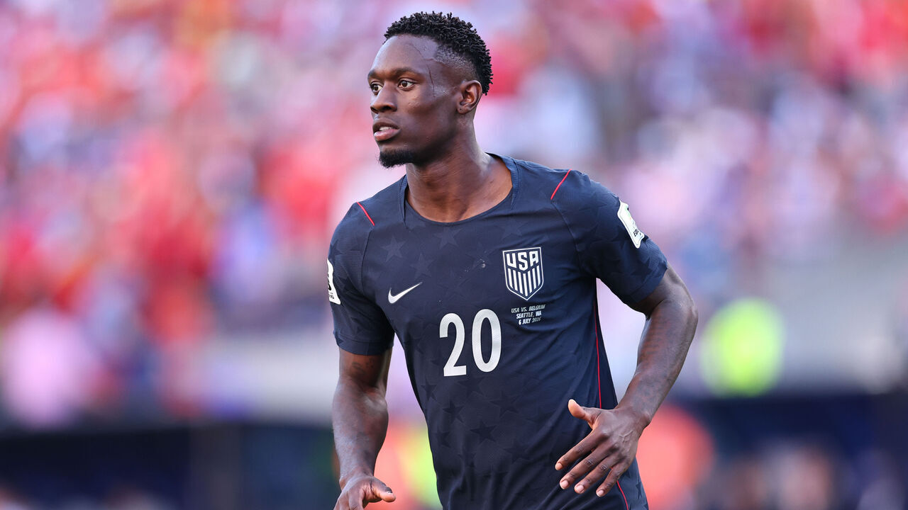 SEATTLE, WASHINGTON - JULY 6: Folarin Balogun of USA during the FIFA World Cup 2026 Round Of 16 match between USA and Belgium at Seattle Stadium on July 6, 2026 in Seattle, United States.
