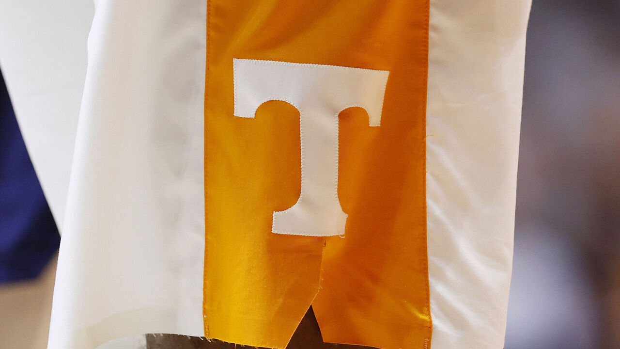 KNOXVILLE, TENNESSEE - JANUARY 31: A detailed photo of the Tennessee Volunteers logo during the first half of the game against the Auburn Tigers at Thompson-Boling Arena on January 31, 2026 in Knoxville, Tennessee.