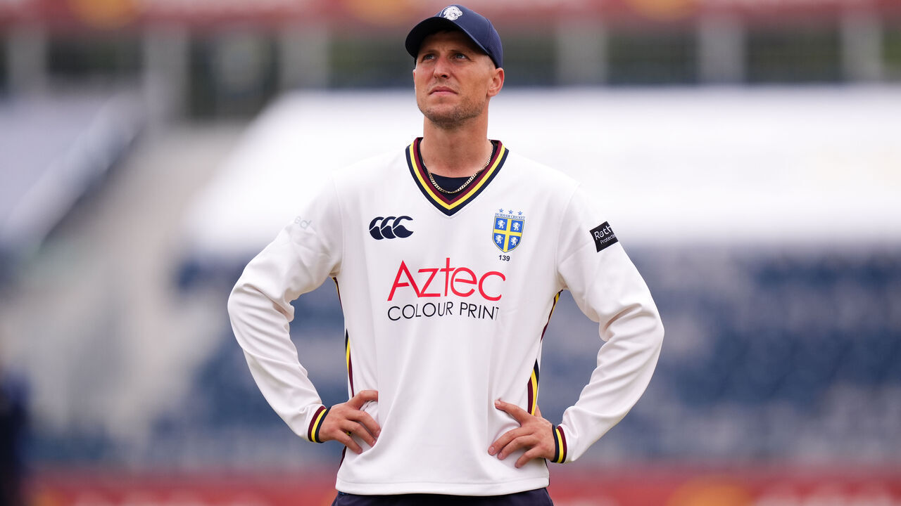 Durham's Brydon Carse on day one of the Rothesay County Championship Division 2 match at Banks Homes Riverside, Chester-le-Street. Picture date: Thursday August 27, 2026.