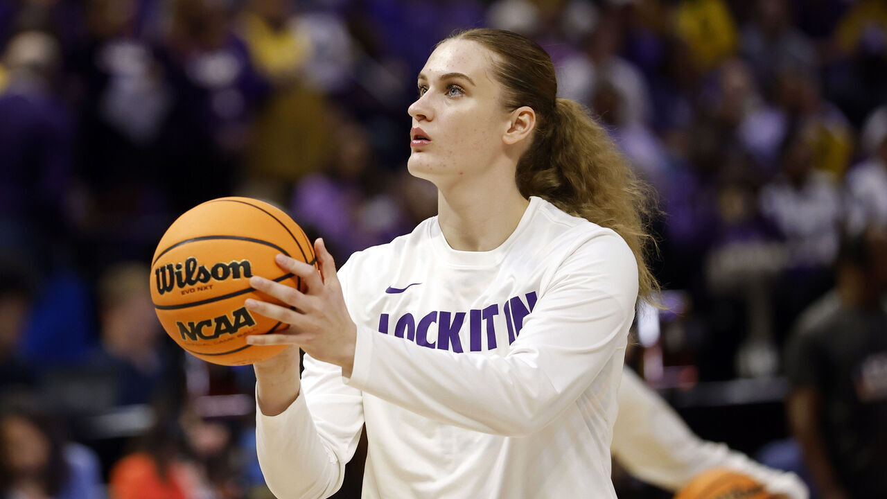 BATON ROUGE, LOUISIANA - MARCH 22: Kate Koval #13 of the LSU Tigers warms up prior to a game against the Texas Tech Lady Raiders in the second round of the 2026 NCAA Women's Basketball Tournament at Pete Maravich Assembly Center on March 22, 2026 in Baton Rouge, Louisiana.