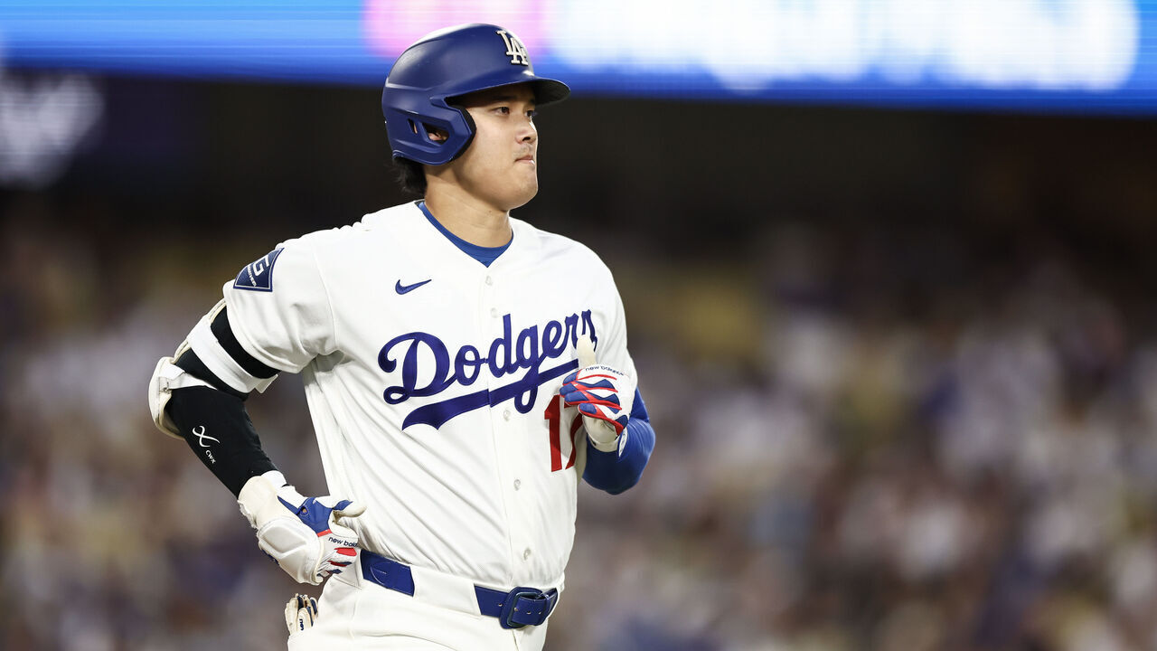 LOS ANGELES, CALIFORNIA - SEPTEMBER 01: Shohei Ohtani #17 of the Los Angeles Dodgers grounds out in the first inning against the St. Louis Cardinals at Dodger Stadium on September 01, 2026 in Los Angeles, California.