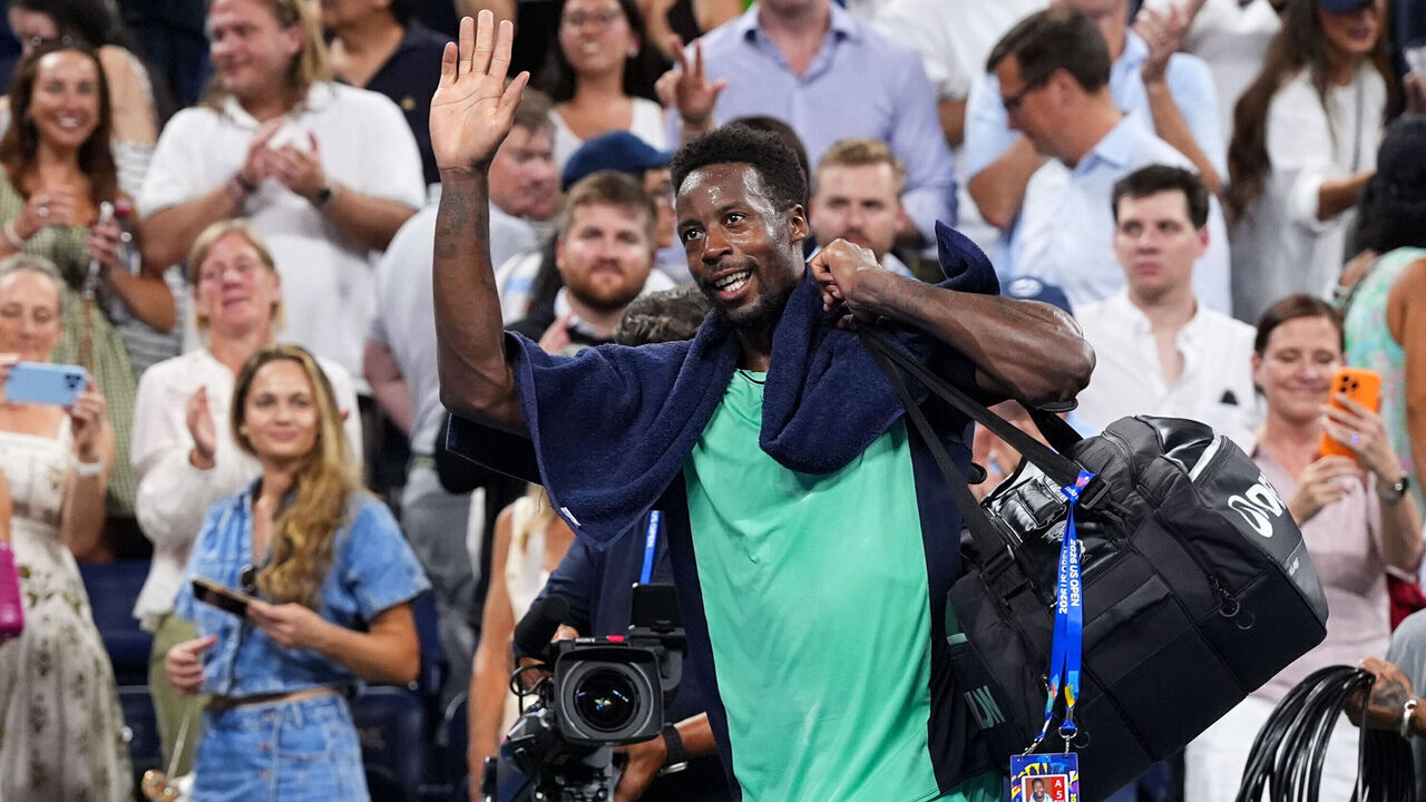 NEW YORK, NEW YORK - SEPTEMBER 03: Gael Monfils waves to the fans after a Men's Singles match on Day Five of the 2026 US Open at USTA Billie Jean King National Tennis Center on Thursday, September 3, 2026 in Flushing, NY.