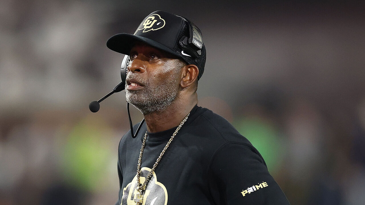 ATLANTA, GEORGIA - SEPTEMBER 03: Head coach Deion Sanders of the Colorado Buffaloes looks on against the Georgia Tech Yellow Jackets during the second quarter at Bobby Dodd Stadium on September 03, 2026 in Atlanta, Georgia.