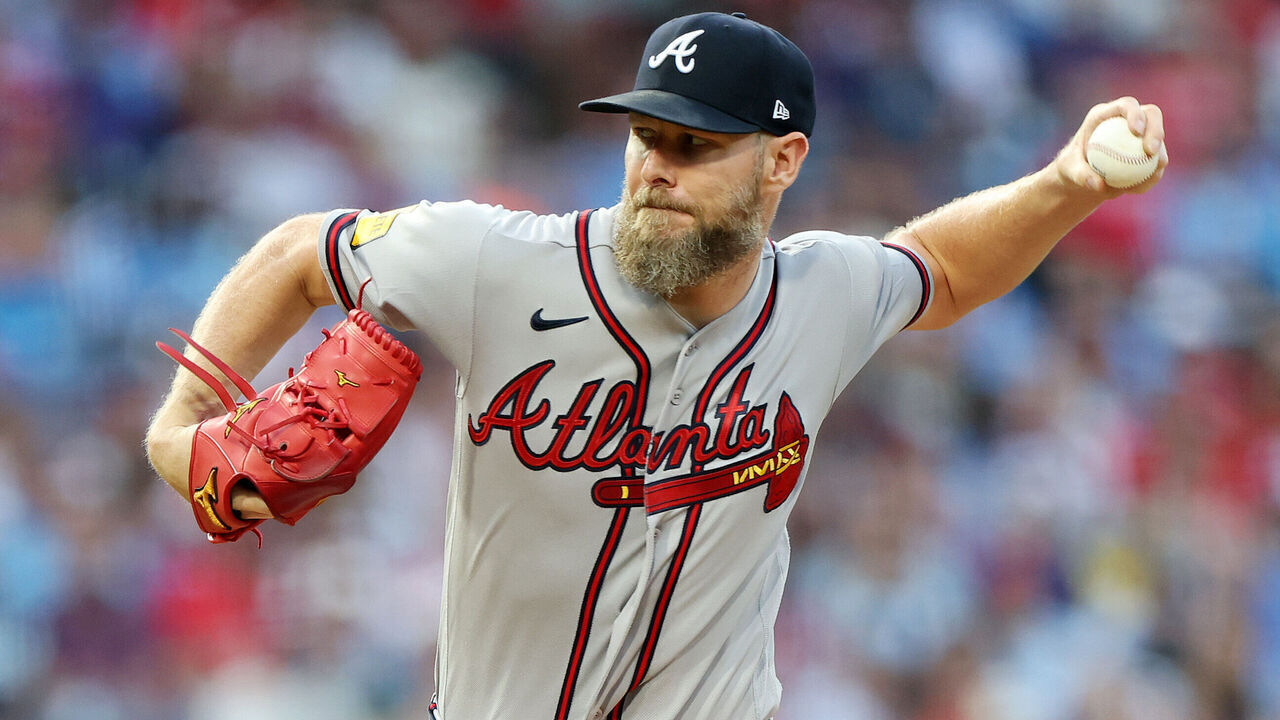 PHILADELPHIA, PENNSYLVANIA - SEPTEMBER 04: Chris Sale #51 of the Atlanta Braves pitches in the first inning during a game against the Philadelphia Phillies at Citizens Bank Park on September 04, 2026 in Philadelphia, Pennsylvania.