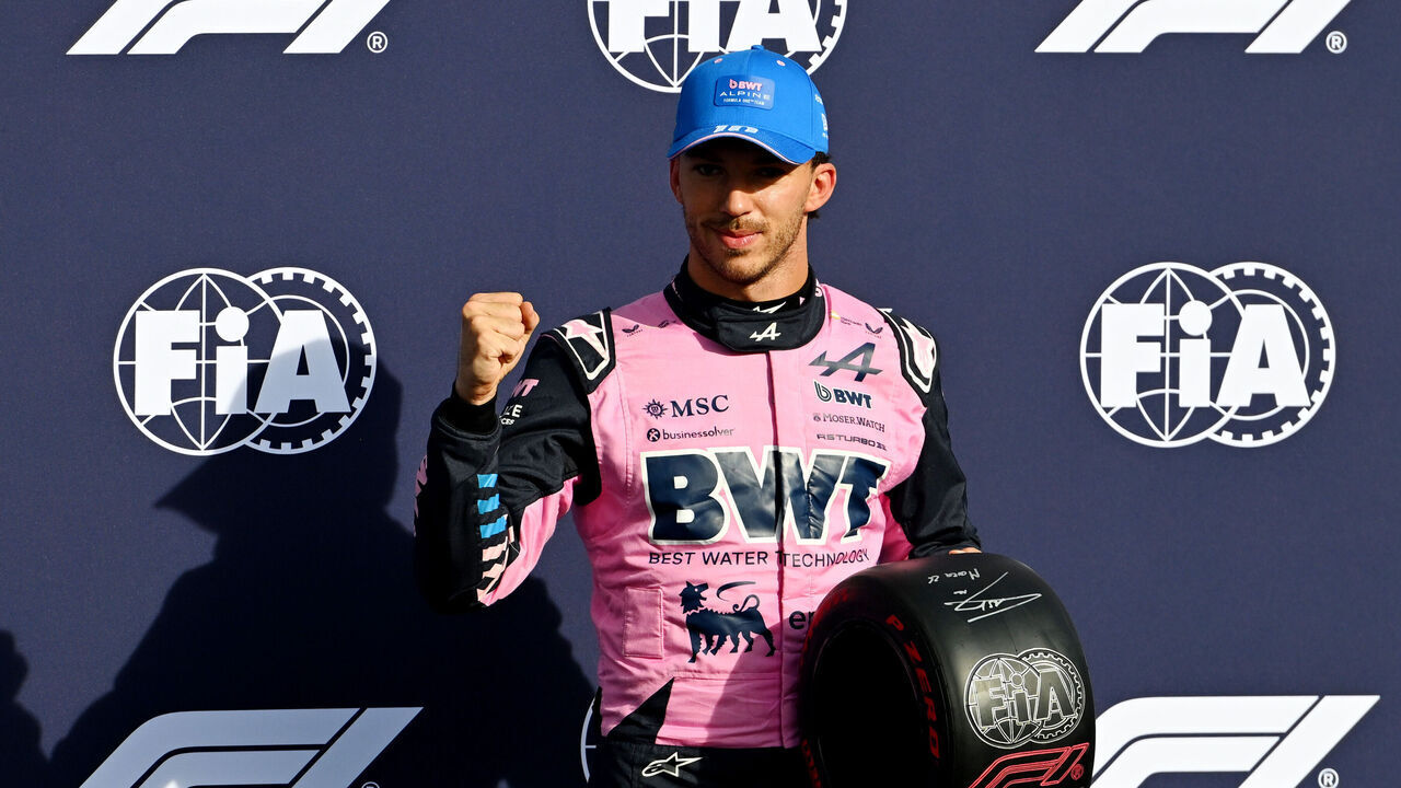 MONZA, ITALY - SEPTEMBER 05: Pole position qualifier Pierre Gasly of France and Alpine F1 with his Pirelli Pole Position award during qualifying ahead of the F1 Grand Prix of Italy at Autodromo Nazionale Monza on September 05, 2026 in Monza, Italy.