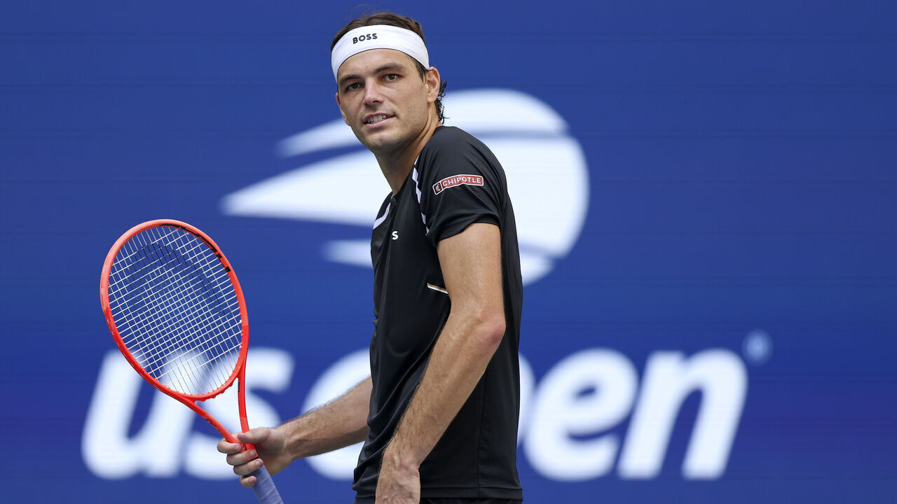 NEW YORK, NEW YORK - SEPTEMBER 05: Taylor Fritz of the United States reacts against Francisco Cerundolo of Argentina during their Men's Singles Third Round match on Day Seven of the 2026 US Open at USTA Billie Jean King National Tennis Center on September 05, 2026 in the Flushing neighborhood of the Queens borough of New York City.