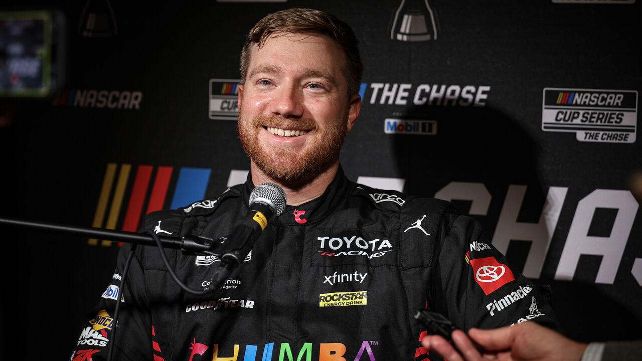 CHARLOTTE, NORTH CAROLINA - SEPTEMBER 02: Tyler Reddick, driver of the #45 23XI Racing Toyota speaks to the media during the NASCAR Cup Series Chase Media Day at Charlotte Convention Center on September 02, 2026 in Charlotte, North Carolina.