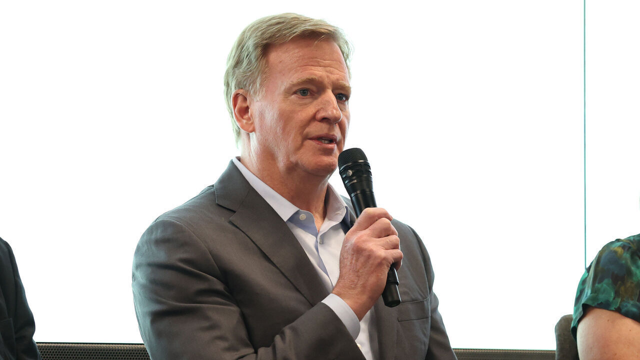 INGLEWOOD, CALIFORNIA - FEBRUARY 25: Roger Goodell at the Australian Olympic Committee Launch of Road to LA28 at SoFi Stadium on February 25, 2026 in Inglewood, California.