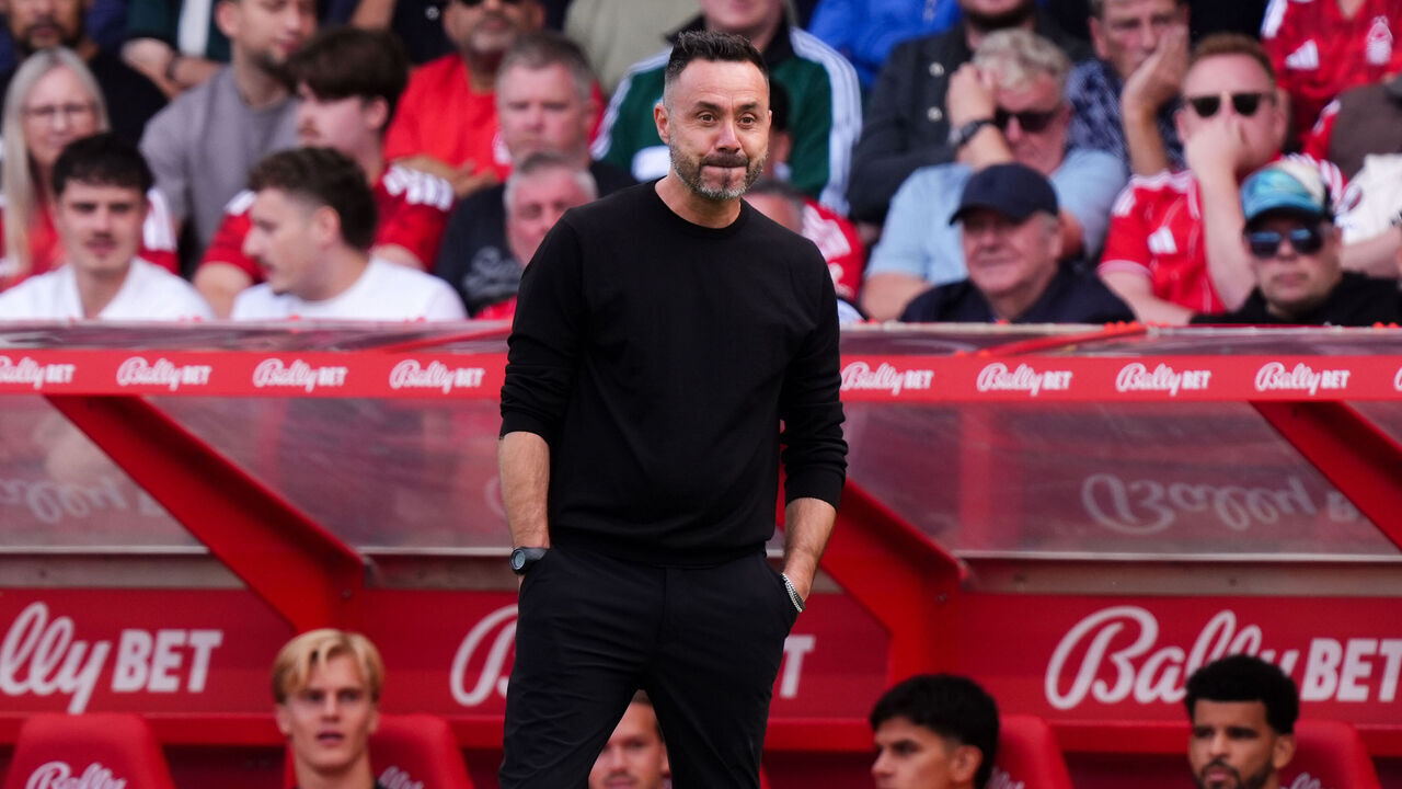 Tottenham Hotspur manager Roberto De Zerbi during the Premier League match at the City Ground, Nottingham. Picture date: Saturday September 5, 2026.