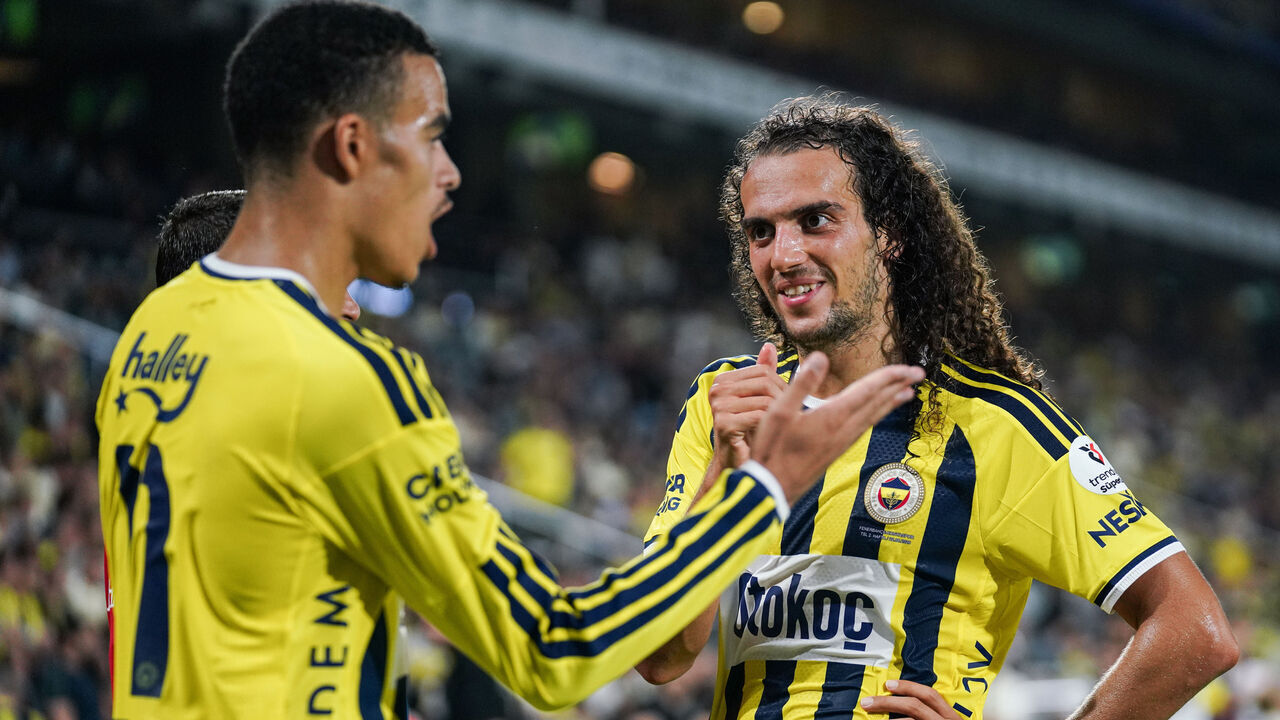 ISTANBUL, TURKIYE - AUGUST 22: Matteo Guendouzi (R) and Mason Greenwood (L) of Fenerbahce are seen during the Turkish Super Lig Week 2 match between Fenerbahce and TUMOSAN Konyaspor at Chobani Stadium in Istanbul, Turkiye on August 22, 2026.