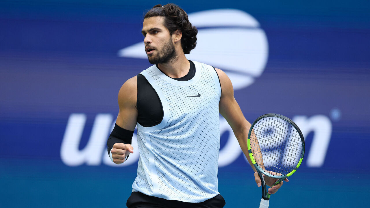 NEW YORK, NEW YORK - SEPTEMBER 06: Carlos Alcaraz of Spain reacts against Tommy Paul of United States during their Men's Singles Fourth Round match on Day Eight of the 2026 US Open at USTA Billie Jean King National Tennis Center on September 06, 2026 in the Flushing neighborhood of the Queens borough of New York City.