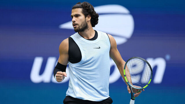 NEW YORK, NEW YORK - SEPTEMBER 06: Carlos Alcaraz of Spain reacts against Tommy Paul of United States during their Men's Singles Fourth Round match on Day Eight of the 2026 US Open at USTA Billie Jean King National Tennis Center on September 06, 2026 in the Flushing neighborhood of the Queens borough of New York City.