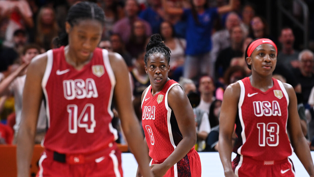 BERLIN, GERMANY - SEPTEMBER 6: Chelsea Gray #8 of the USA Basketball Women's National Team looks on during the game against the Italy Women's National Team during the 2026 FIBA World Cup Qualifying Tournament on September 6, 2026 at Berlin Arena in Berlin, Germany. Mandatory Copyright Notice: Copyright 2026 NBAE