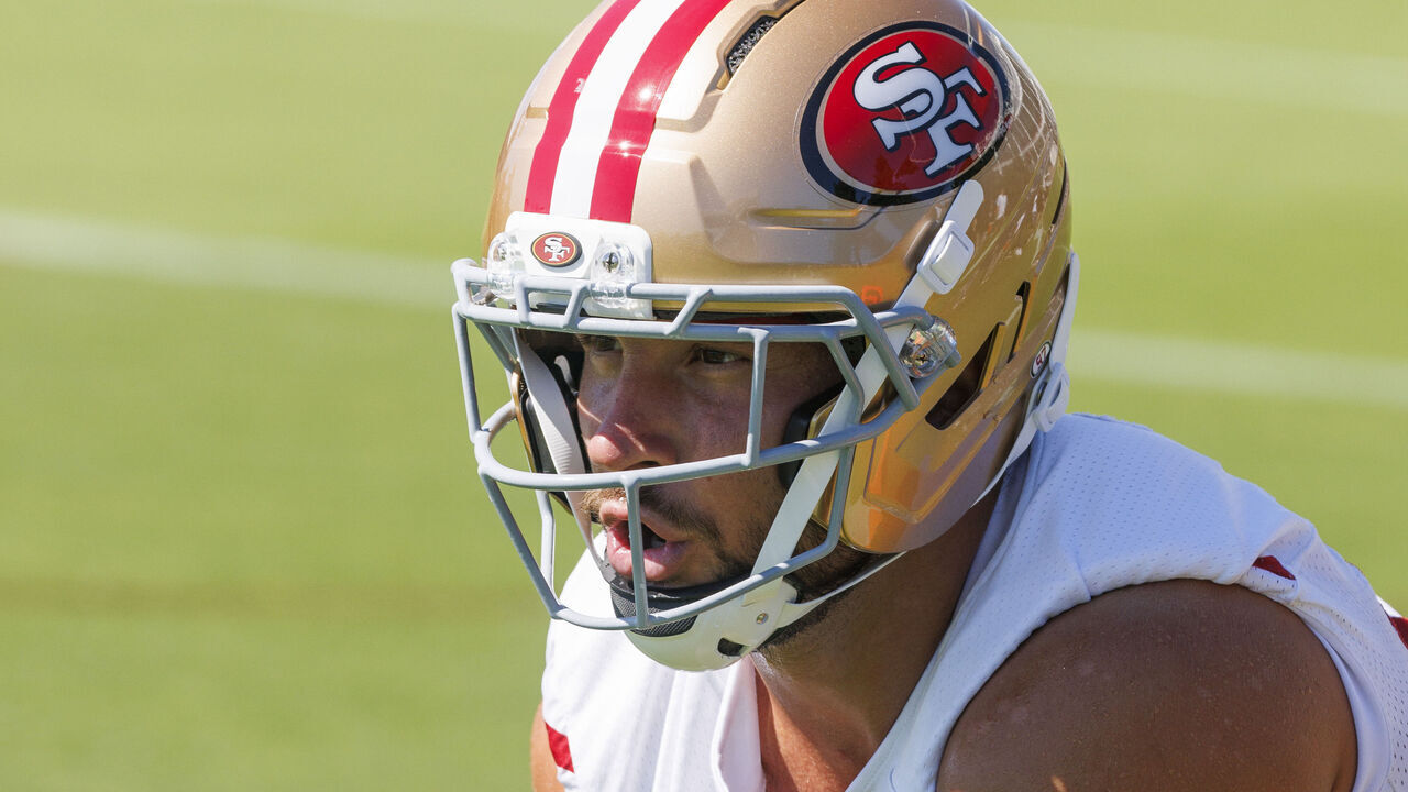 San Francisco 49ers defensive end Nick Bosa (97) during training at the Levi's Stadium practice field in Santa Clara on Sunday, July 26, 2026.