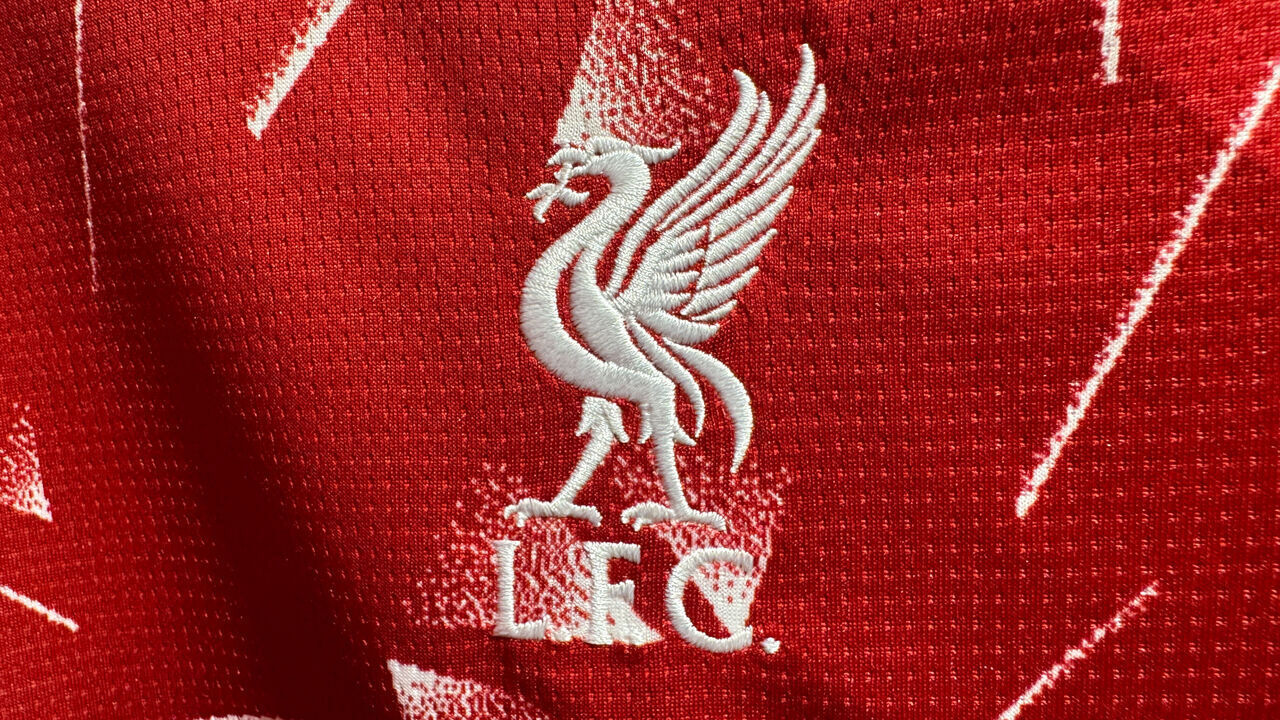 Liverpool FC logo is seen on a jersey at the store in Krakow, Poland on July 13, 2026.