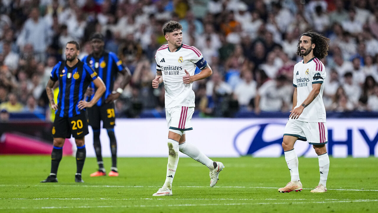 MADRID, SPAIN - SEPTEMBER 08: Federico Valverde of Real Madrid CF celebrates a goal during the UEFA Champions League 2026/27 League Phase MD1 match between Real Madrid CF and FC Internazionale Milano at Berabeu stadium on September 08, 2026, in Madrid, Spain.