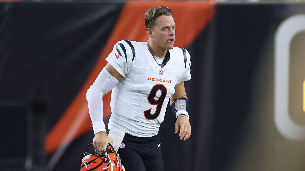CINCINNATI, OH - AUGUST 13: Quarterback Joe Burrow #9 of the Cincinnati Bengals in a preseason game between the Detroit Lions and the Cincinnati Bengals on August 13, 2026, at Paycor Stadium in Cincinnati, OH.