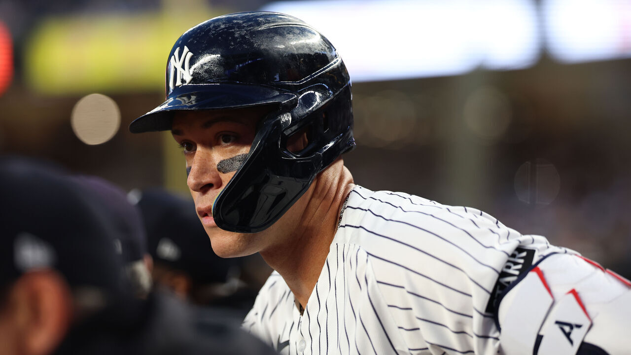 NEW YORK, NY - SEPTEMBER 08: Aaron Judge #99 of the New York Yankees looks on during the game against the Colorado Rockies at Yankee Stadium on September 8, 2026 in New York, New York.