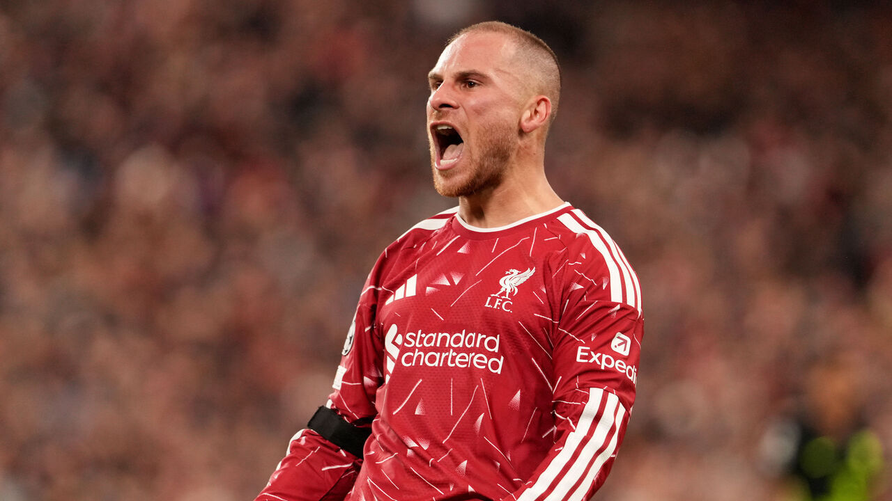 LIVERPOOL, ENGLAND - SEPTEMBER 09: Alexis Mac Allister of Liverpool celebrates scoring his team’s second goal during the UEFA Champions League 2026/27 League Phase MD1 match between Liverpool FC and Atletico de Madrid at Anfield on September 09, 2026 in Liverpool, England.