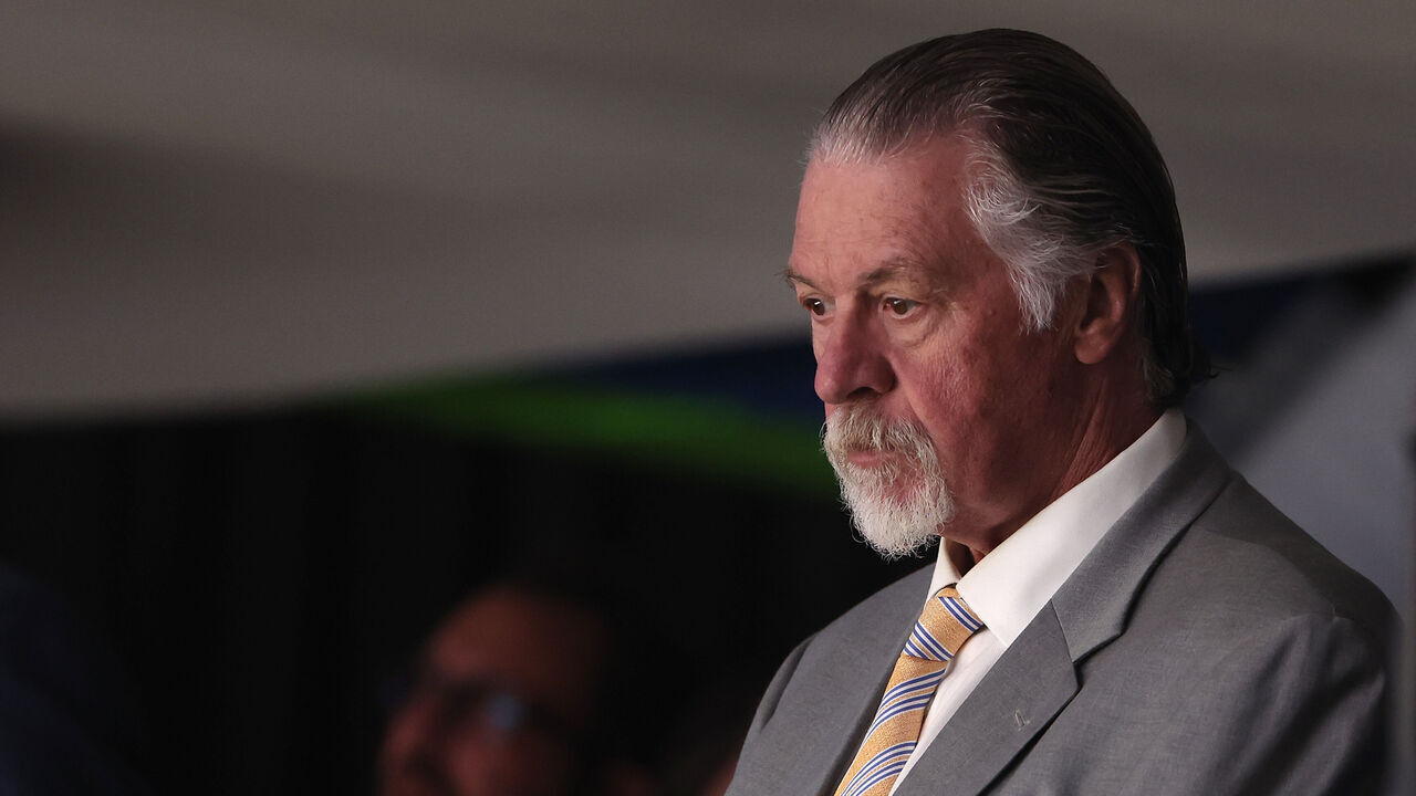 TAMPA, FLORIDA - JUNE 26: ESPN broadcaster Barry Melrose looks on during Game Six of the 2022 NHL Stanley Cup Final at Amalie Arena on June 26, 2022 in Tampa, Florida. The Avalanche defeated the Lightning 2-1.