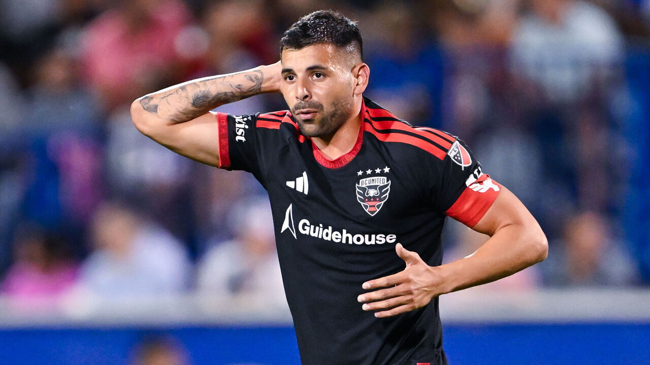 MONTREAL, CANADA - AUGUST 15: Tai Baribo #9 of D.C. United walks across the pitch after scoring his team's first goal in the second half during the MLS match between CF Montréal and D.C. United at Saputo Stadium on August 15, 2026 in Montreal, Quebec, Canada.