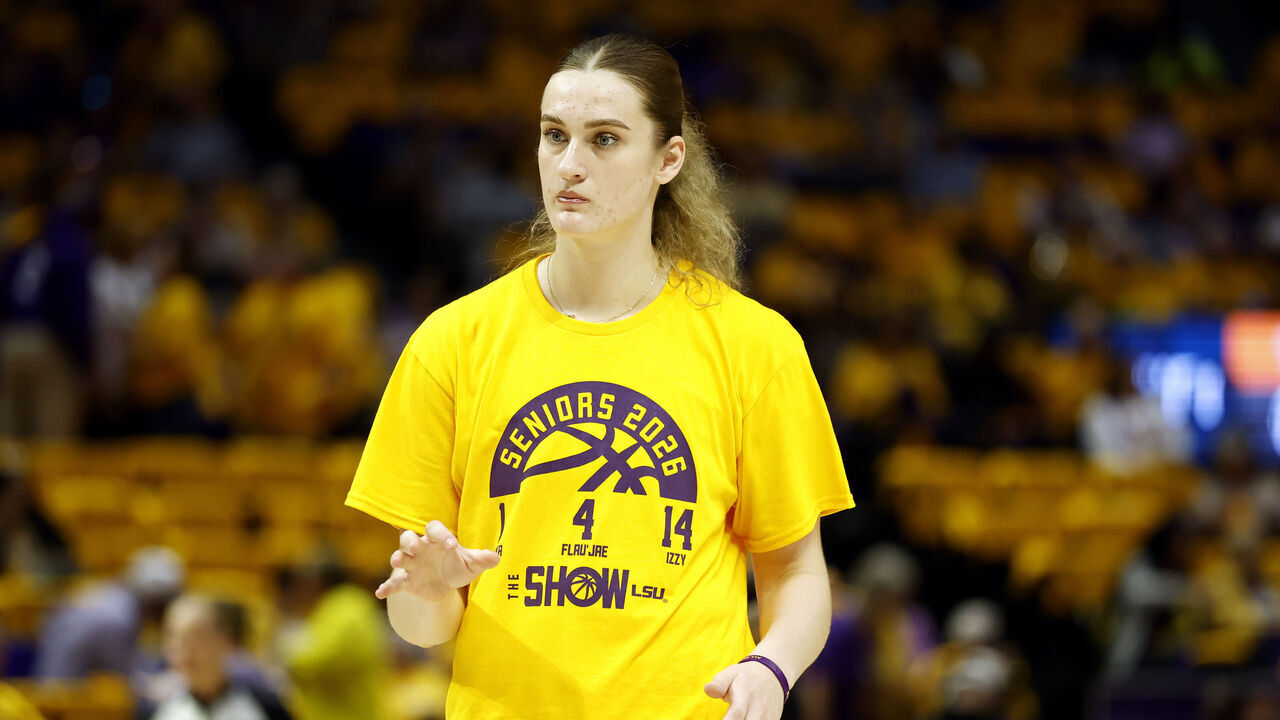 BATON ROUGE, LOUISIANA - FEBRUARY 26: Kate Koval #13 of the LSU Tigers warms up prior to a game against the Tennessee Lady Volunteers at Pete Maravich Assembly Center on February 26, 2026 in Baton Rouge, Louisiana.