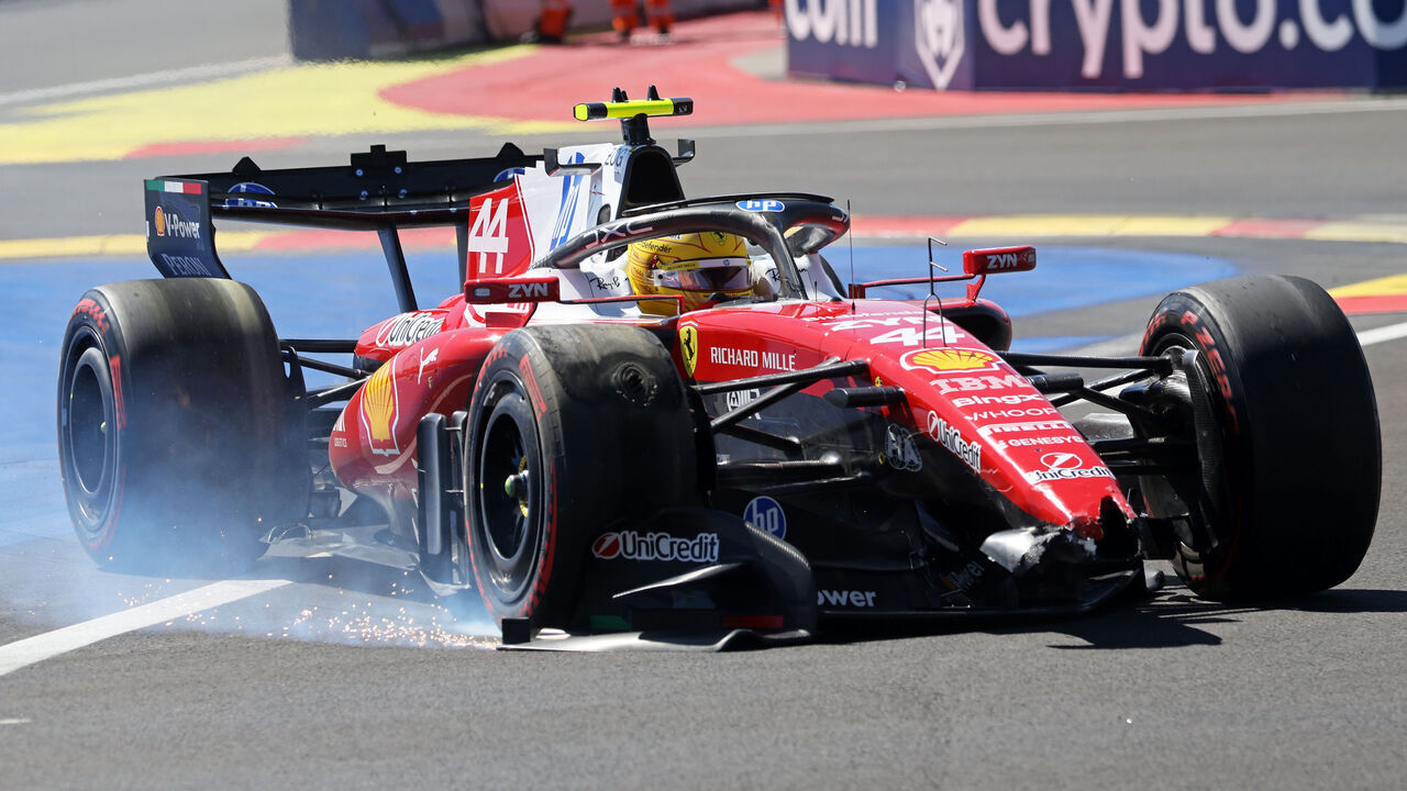 Lewis Hamilton, of Scuderia Ferrari HP, drives the Ferrari SF-26 during Practice 2 of the Formula 1 Tag Heuer Gran Premio de Espana 2026 at the Madring Circuit in Madrid, Spain, on September 12, 2026.