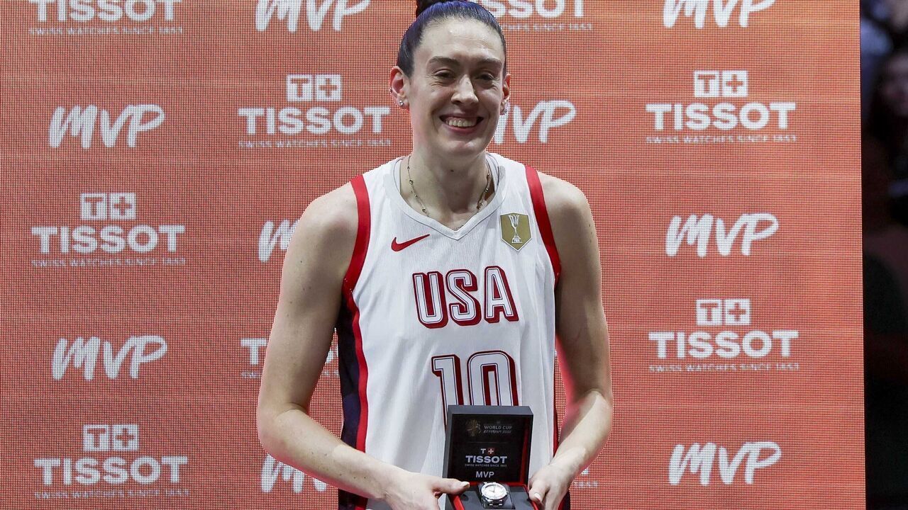 Berlin, Germany - September 13: Breanna Stewart of USA is named the best player of the World Championships after the FIBA Women's Basketball World Cup Germany 2026 final match between United States and France at Berlin Arena on September 13, 2026 in Berlin, Germany.