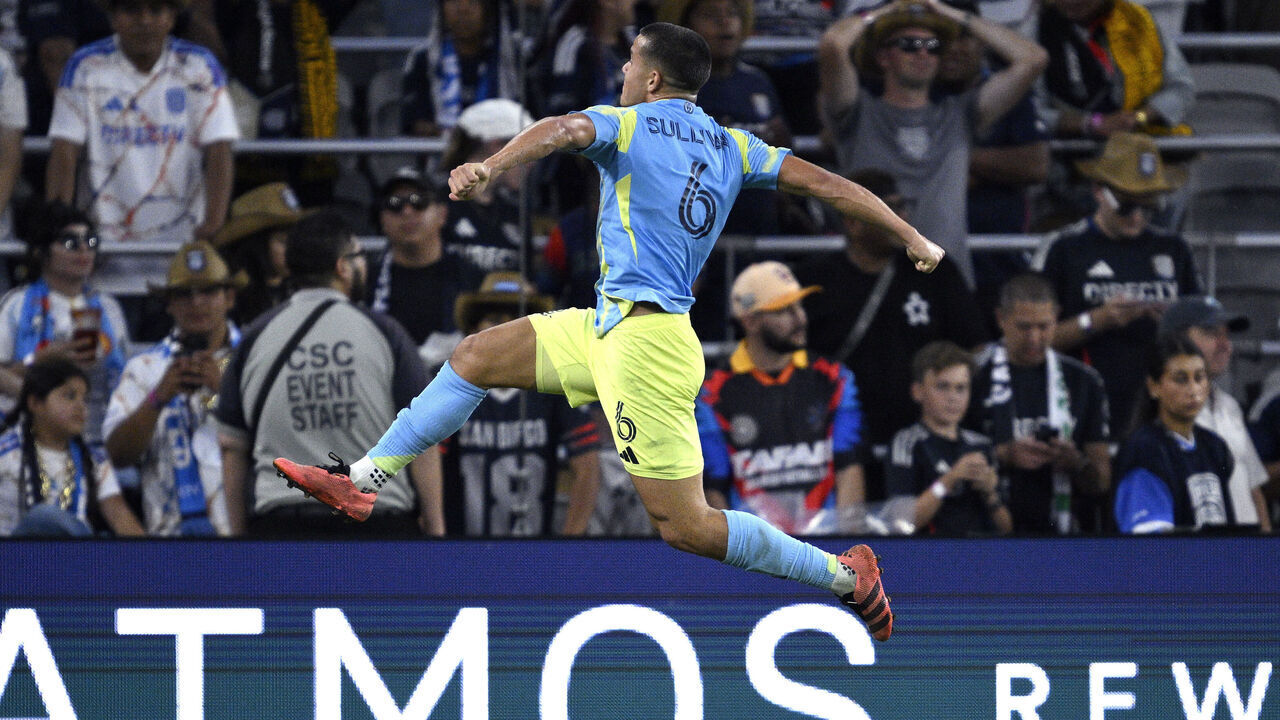 SAN DIEGO, CALIFORNIA - SEPTEMBER 13: Cavan Sullivan #6 of the Philadelphia Union celebrates after scoring a goal against the San Diego FC during the first half at Snapdragon Stadium on September 13, 2026 in San Diego, California.
