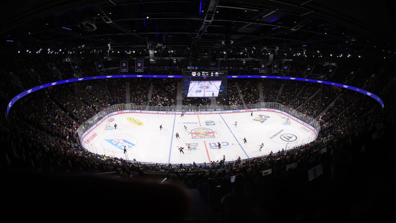 MUNICH, GERMANY - SEPTEMBER 27: General action during the 2024 NHL Global Series Challenge Germany match between Buffalo Sabres and EHC Red Bull München at SAP Garden on September 27, 2024 in Munich, Germany.