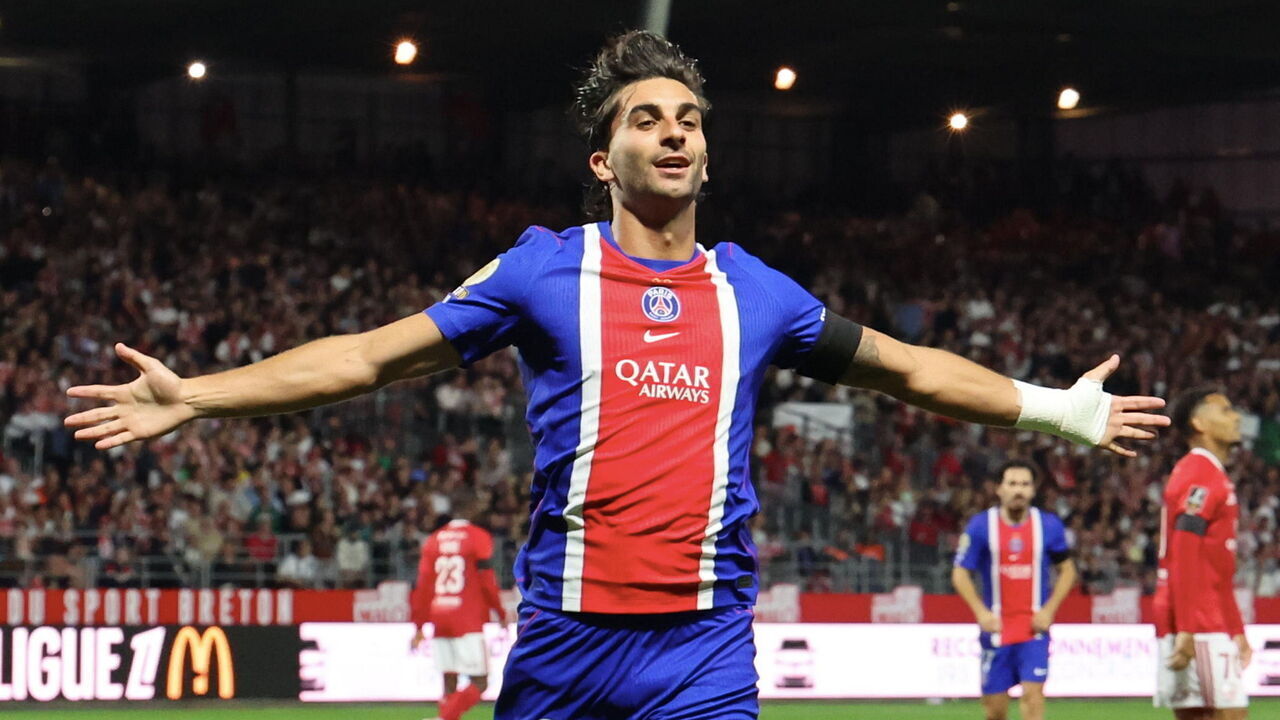 BREST, FRANCE - SEPTEMBER 13: Ferran Torres #9 of Paris Saint-Germain celebrates his first goal during the Ligue 1 McDonald's 2026/27 match between Stade Brestois 29 and Paris Saint-Germain at Stade Francis Le Ble on September 13, 2026 in Brest, France.