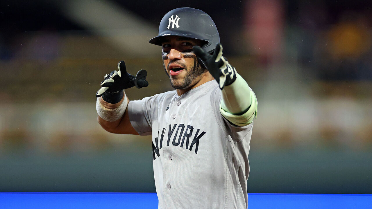 MINNEAPOLIS, MINNESOTA - SEPTEMBER 14: Jose Caballero #72 of the New York Yankees celebrates his solo home run as he rounds the bases against the Minnesota Twins in the third inning at Target Field on September 14, 2026 in Minneapolis, Minnesota.