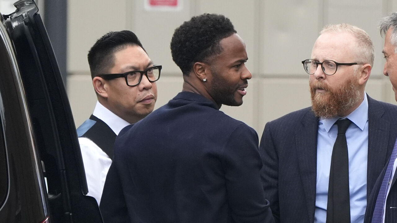 Raheem Sterling (2nd left) arriving at Basingstoke Magistrates' Court, Hampshire, where he is charged with dangerous driving, possession of nitrous oxide for wrongful inhalation, and failing to provide a specimen, following a single vehicle collision on the M3 on May 28. Picture date: Tuesday September 15, 2026.