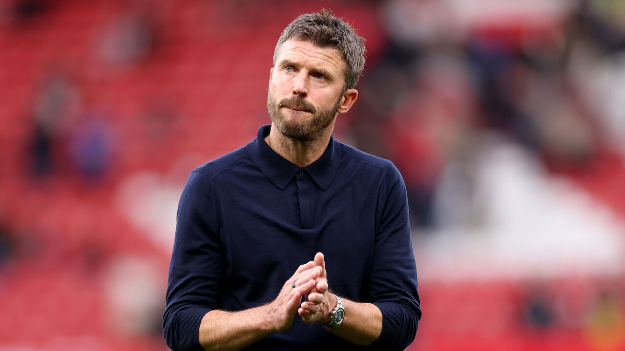 MANCHESTER, ENGLAND - SEPTEMBER 13: Michael Carrick, Manager of Manchester United, after the Premier League 2026/27 match between Manchester United and Manchester City at Old Trafford on September 13, 2026 in Manchester, England.