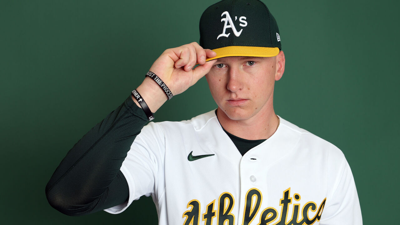MESA, ARIZONA - FEBRUARY 20: Ryan Lasko #93 of the Athletics poses for a portrait during photo day at HoHoKam Stadium on February 20, 2026 in Mesa, Arizona.