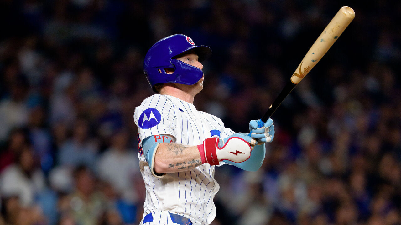 CHICAGO, ILLINOIS - SEPTEMBER 16: Pete Crow-Armstrong #4 of the Chicago Cubs hits a home run in the third inning of a game against the Atlanta Braves at Wrigley Field on September 16, 2026 in Chicago, Illinois.