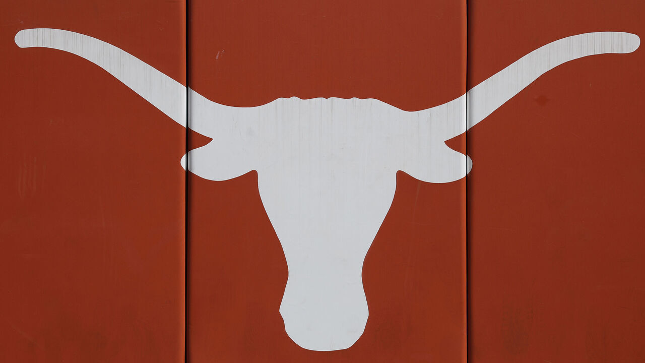AUSTIN, TEXAS - SEPTEMBER 05: A Texas Longhorns logo is seen in the stadium before the game against the Texas State Bobcats at Darrell K Royal-Texas Memorial Stadium on September 05, 2026 in Austin, Texas.