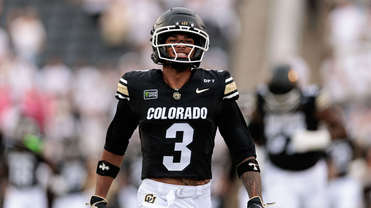 BOULDER, COLORADO - SEPTEMBER 12: DeAndre Moore Jr. #3 of the Colorado Buffaloes runs onto the field prior to the game against the Weber State Wildcats at Folsom Field on September 12, 2026 in Boulder, Colorado.