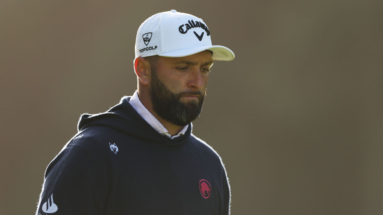 VIRGINIA WATER, ENGLAND - SEPTEMBER 18: Jon Rahm of Spain walks on the 12th hole on day two of the BMW PGA Championship at Wentworth Golf Club on September 18, 2026 in Virginia Water, England.