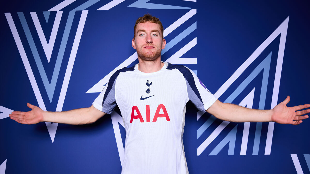 LONDON, ENGLAND - AUGUST 28: Dejan Kulusevski of Tottenham Hotspur poses for a portrait during the official UEFA Champions League 2025/26 portrait session on August 28, 2025 in London, England.