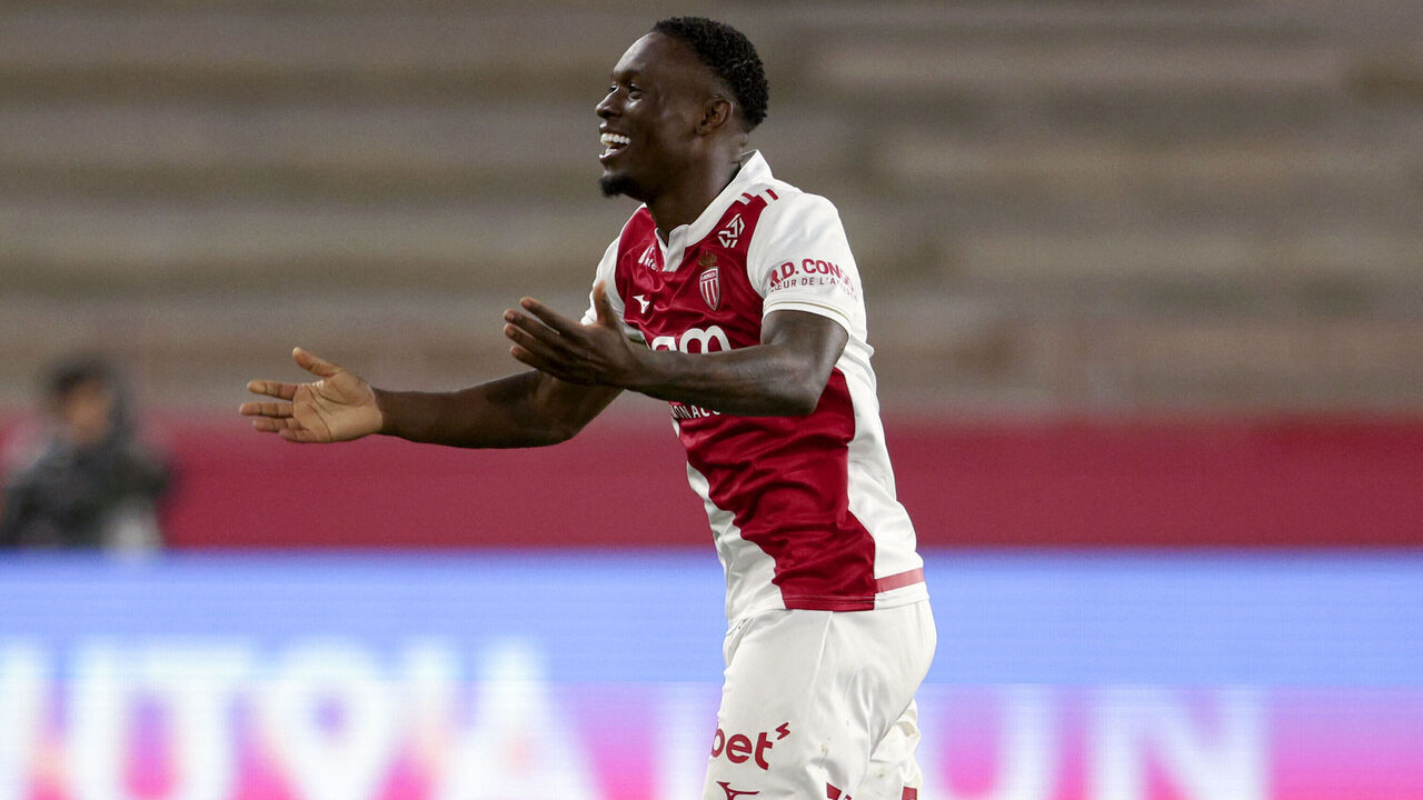 MONACO, MONACO - APRIL 5: Folarin Balogun of AS Monaco celebrates 2nd goal during the Ligue 1 McDonald's match between AS Monaco FC and Olympique de Marseille at Stade Louis II on April 5, 2026 in Monaco, Monaco.