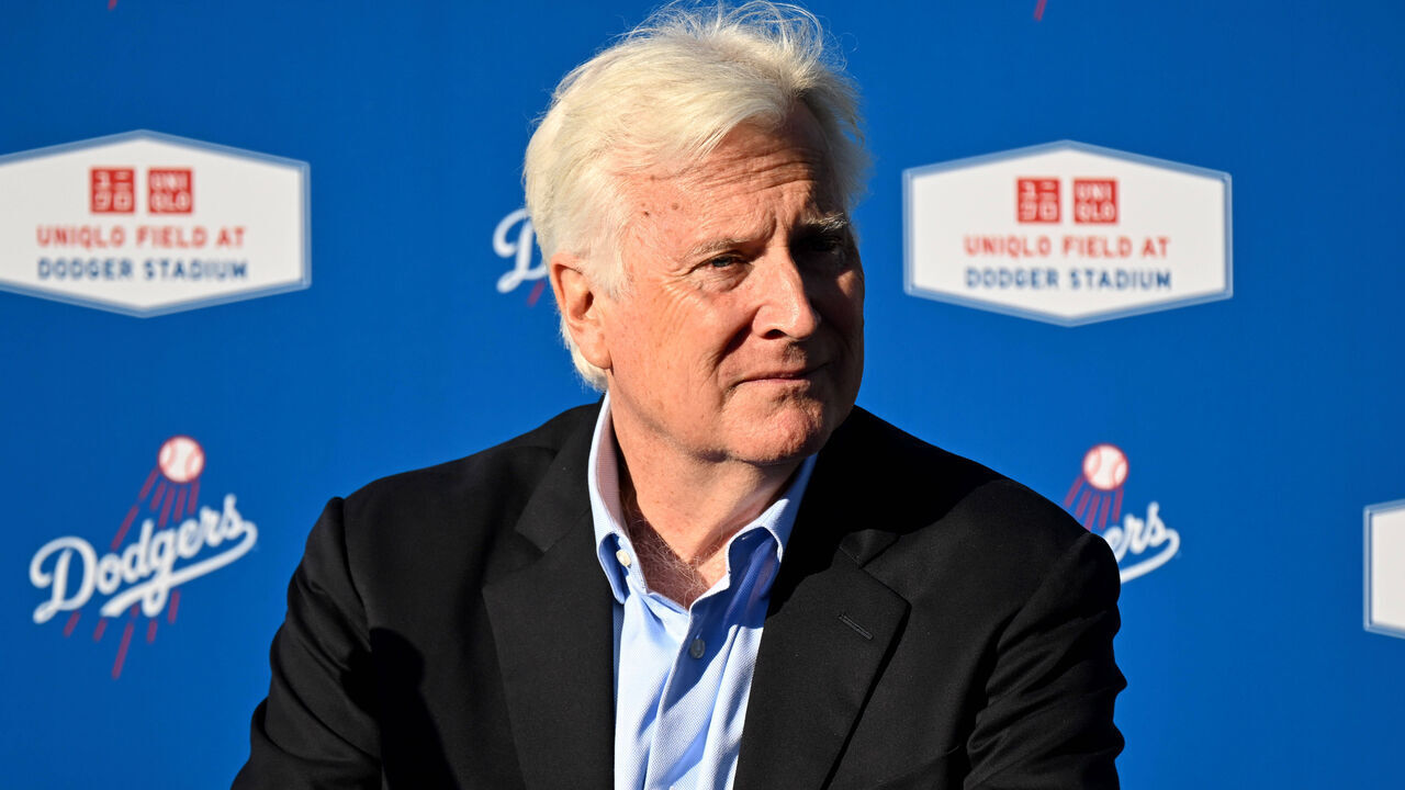 Los Angeles, CA - March 25: Los Angeles Dodgers chairman Mark Walter during a press conference announcing a new partnership between the Los Angeles Dodgers and UNIQLO at Dodger Stadium in Los Angeles on Wednesday, March 25, 2026.