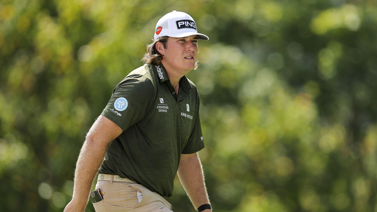 ARDEN, NORTH CAROLINA - SEPTEMBER 19: Neal Shipley of the United States looks on while playing the 18th hole during the third round of the Biltmore Championship Asheville 2026 at The Cliffs at Walnut Cove on September 19, 2026 in Arden, North Carolina.