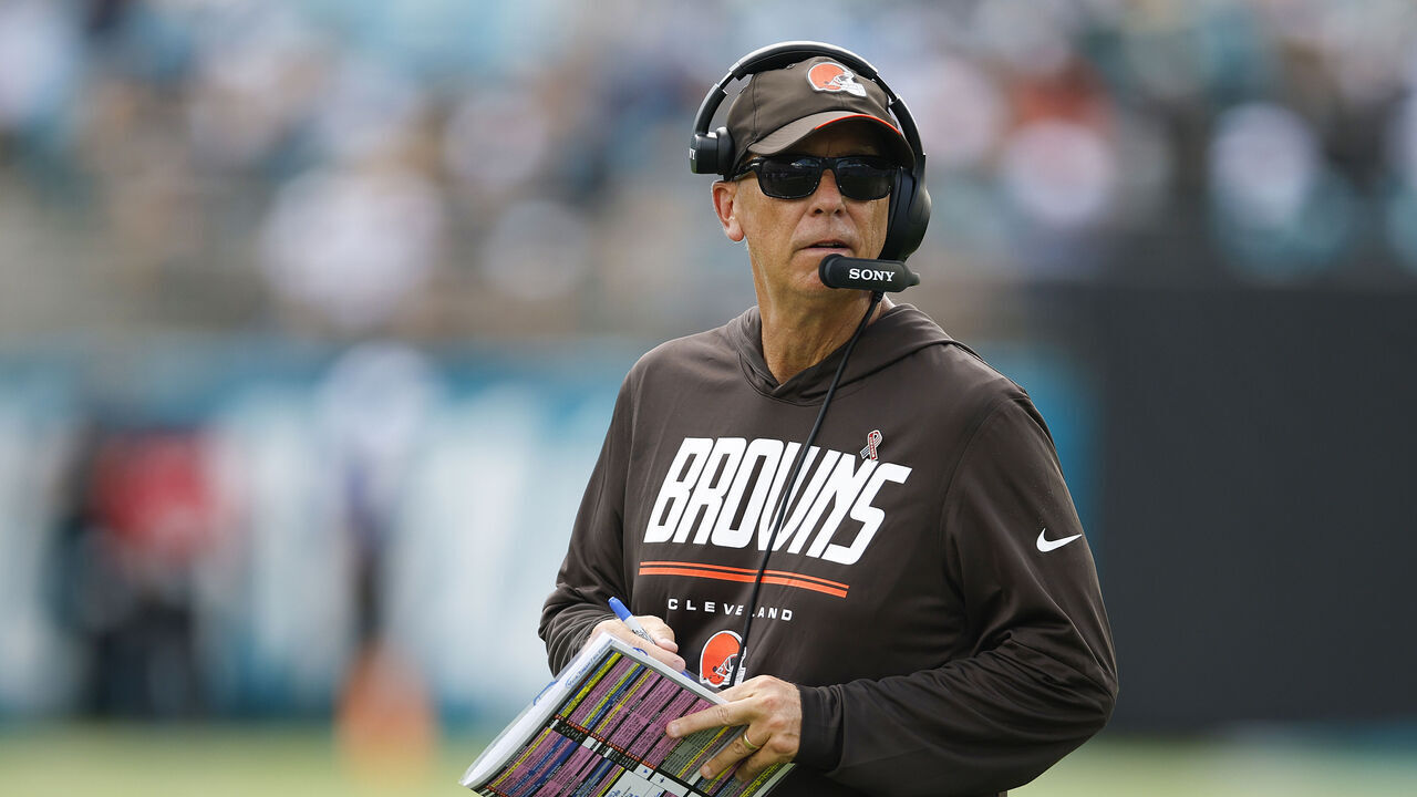 JACKSONVILLE, FLORIDA - SEPTEMBER 13: Head coach Todd Monken of the Cleveland Browns looks on against the Jacksonville Jaguars during the second quarter of the game at EverBank Stadium on September 13, 2026 in Jacksonville, Florida.