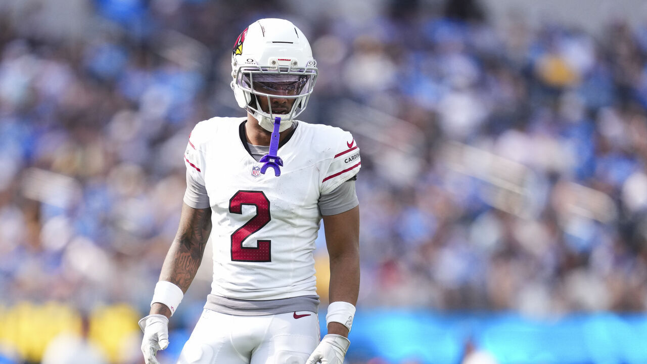 INGLEWOOD, CA - SEPTEMBER 13: Will Johnson #2 of the Arizona Cardinals looks on from the field during an NFL football game against the Los Angeles Chargers at SoFi Stadium on September 13, 2026 in Inglewood, California.