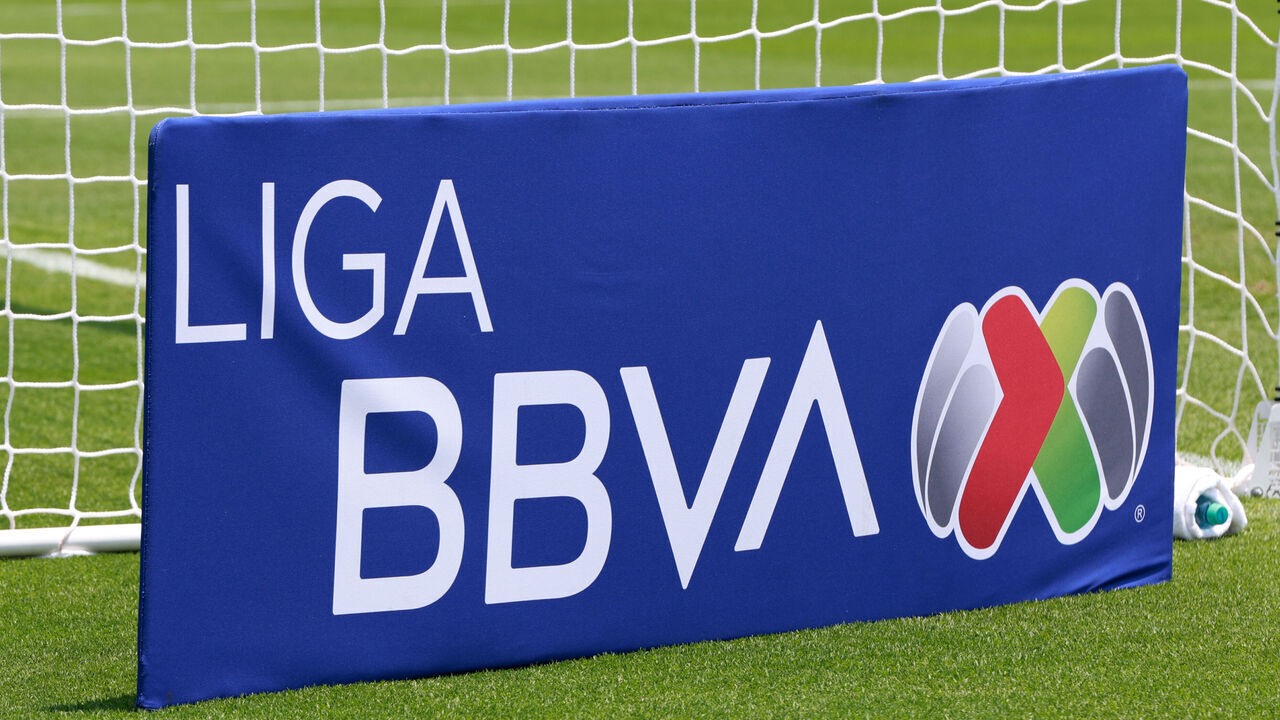 The Liga BBVA MX logo is seen during halftime of the match corresponding to Matchday 14 of the 2026 Liga BBVA MX Clausura Tournament, between Pumas UNAM and Mazatlan FC, at the Estadio Olimpico Universitario, in Mexico City, Mexico, on April 12, 2026. The match ends with a score of Pumas 3-1 Mazatlan.