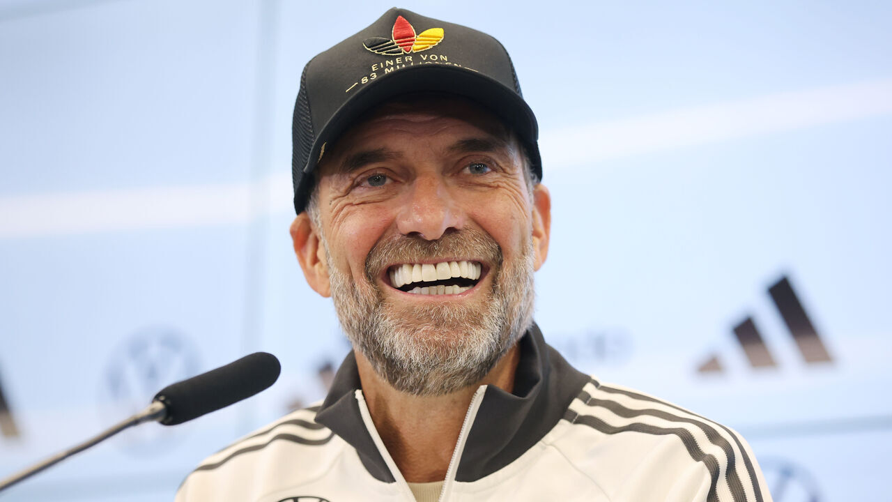 FRANKFURT AM MAIN, GERMANY - SEPTEMBER 17: Jürgen Klopp, head coach of Germany, speaks to the media during the presentation of the German UEFA Nations League squad at DFB-Campus on September 17, 2026 in Frankfurt am Main, Germany.