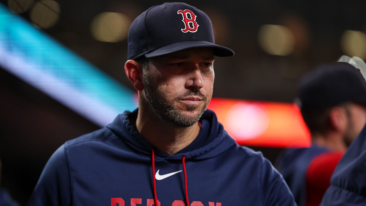 BALTIMORE, MD - SEPTEMBER 05: Interim manager Chad Tracy #17 of the Boston Red Sox looks on from the dugout during the fourth inning against the Baltimore Orioles at Oriole Park at Camden Yards on September 5, 2026 in Baltimore, Maryland.